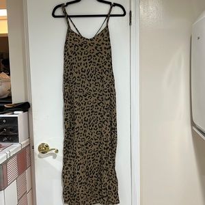 Aerie Leopard Print Spaghetti Strap Maxi Sun Dress